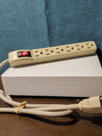 6-Outlet Power Strip Surge Protector 4 Ft Cord 15A Circuit Breaker Switch White