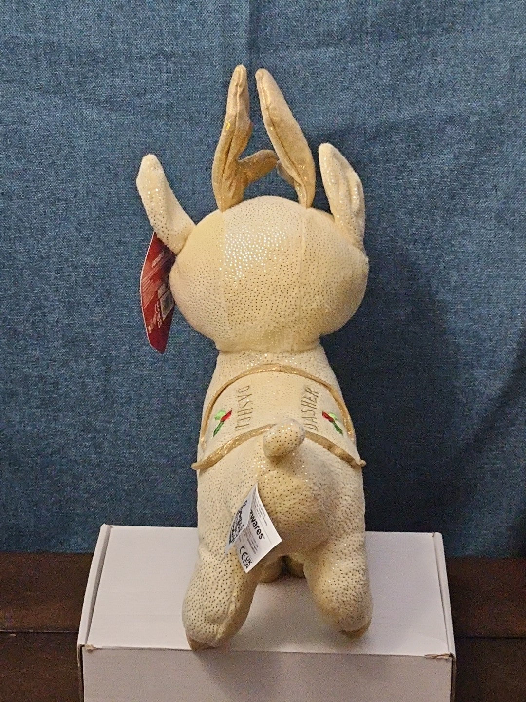 Sugar Loaf Santa’s Classic Reindeer | DASHER White Gold Sparkle Plush | Rare