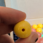 Mixed Pre-Drilled Round Plastic Beads 3oz Lot Pink Yellow Blue Craft