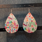 Faux Leather Teardrop Earrings Christmas Holiday Party Vibe NEW