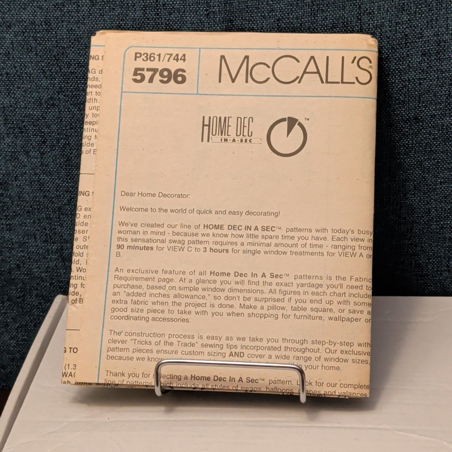 Vintage McCALL'S 5796 Sewing Pattern | Window Swags & Jabots | Curtains 1992 OOP