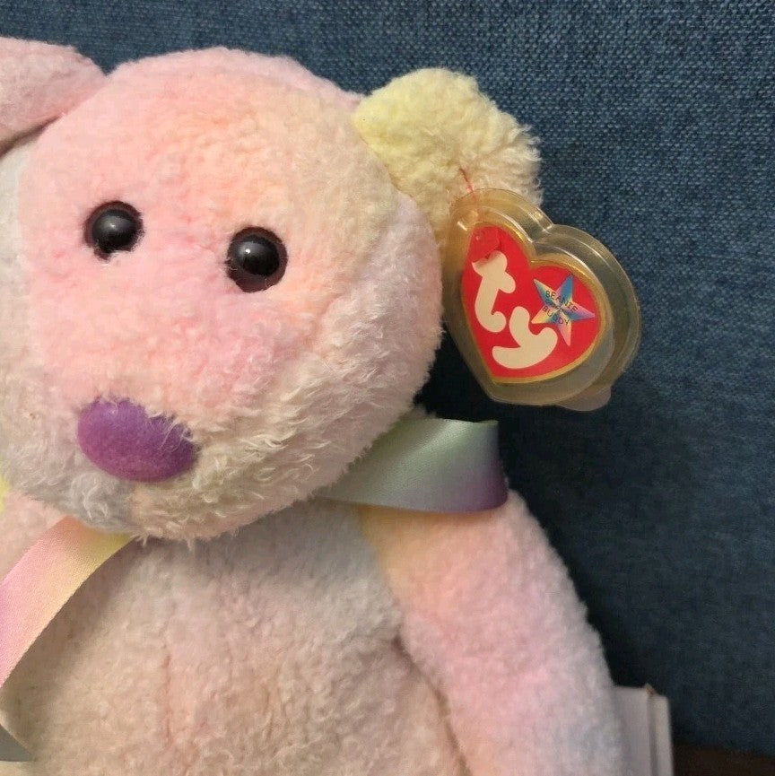 TY Beanie Buddy GROOVY the Bear 1999 | 14" Rainbow Tie-Dye | MWMT Mint Tags