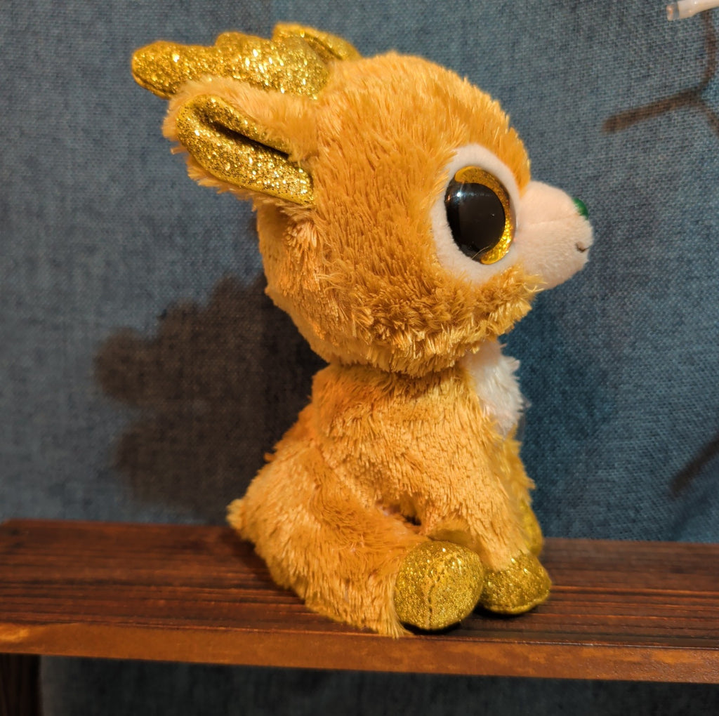 Ty Beanie Boos Glitzy Reindeer 6" Plush Gold Glitter Holiday