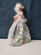 Vintage 5.5" Costume Doll | Blue Polka Dot Rococo Dress | Hard Plastic Souvenir