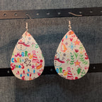 Faux Leather Teardrop Earrings Christmas Holiday Party Vibe NEW