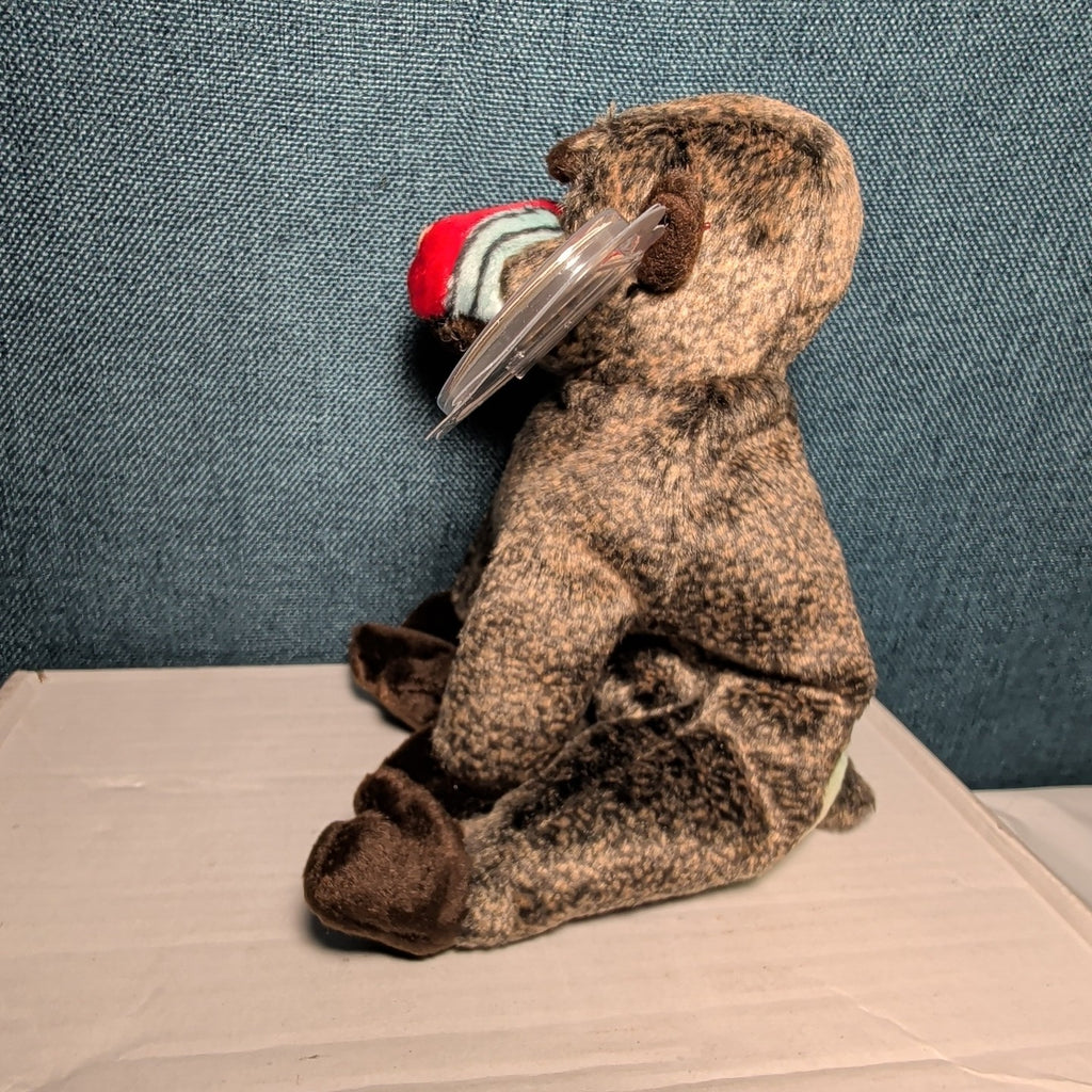 Cheeks Ty Beanie Baby 1999 Retired Baboon Monkey with Tag Protector NEW