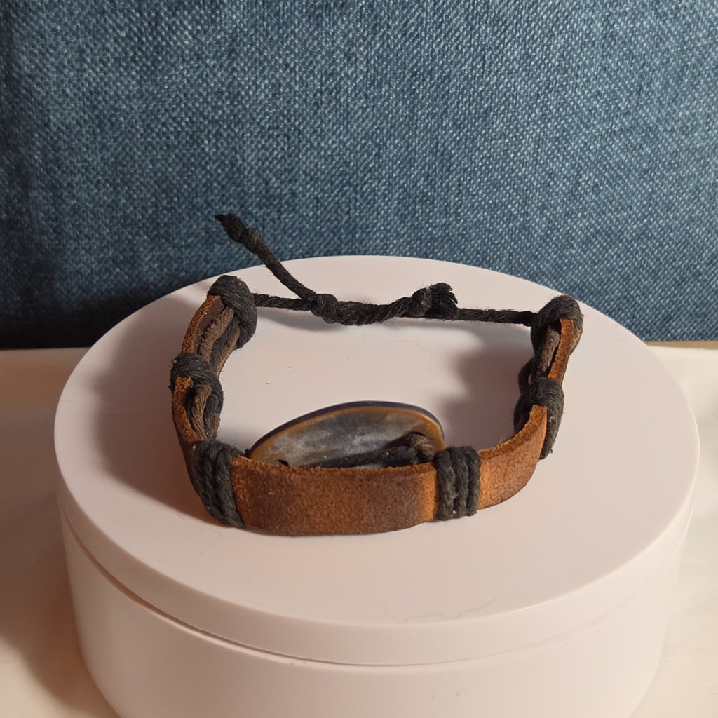 Leather Hemp Tribal Wrap Bracelet