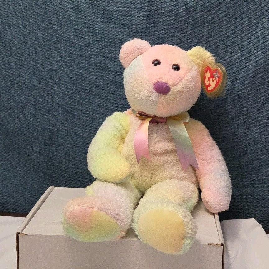 TY Beanie Buddy GROOVY the Bear 1999 | 14" Rainbow Tie-Dye | MWMT Mint Tags