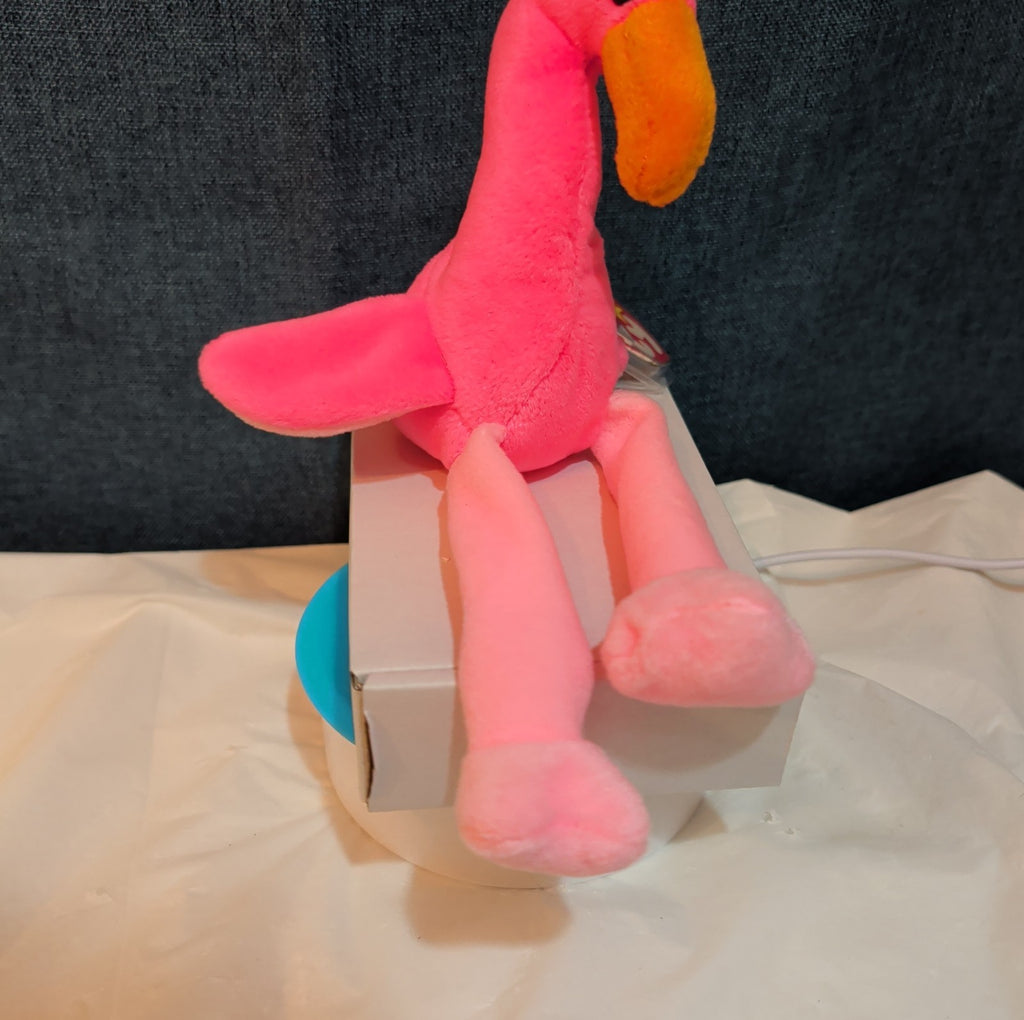 TY Beanie Baby - PINKY the Pink Flamingo (10 inch) - MWMTs Stuffed Animal Toy