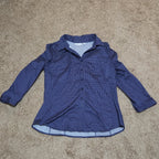 New York & Company Blouse Blue Polka Dot Button Down Office Wear Used Size L