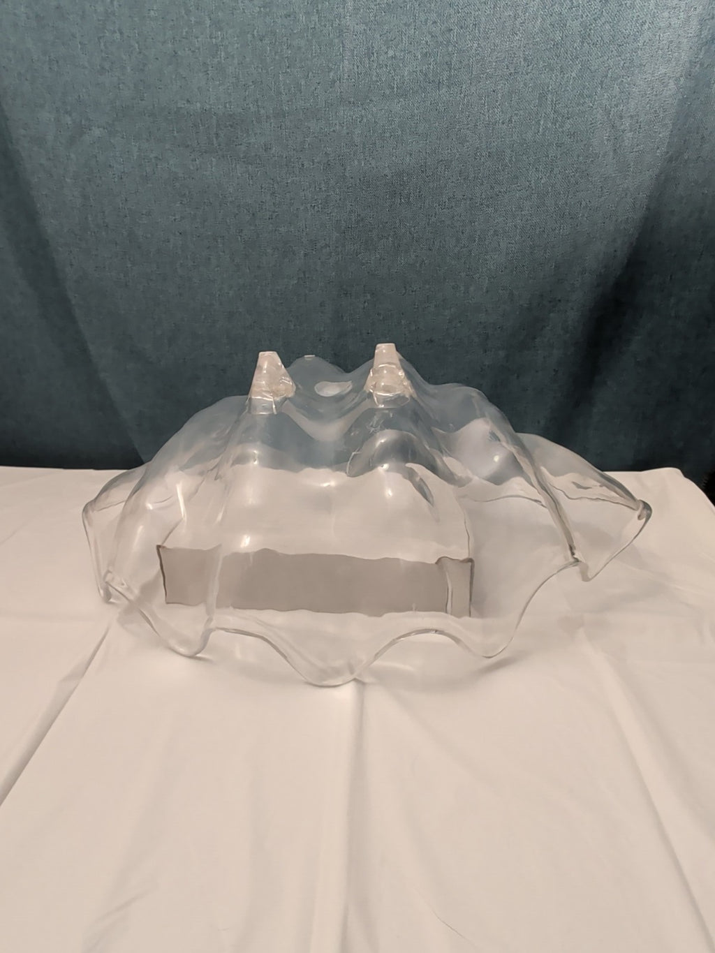 Large Acrylic Clam Shell Serving Bowl 18" Wavy Scalloped Beach House Centerpiece