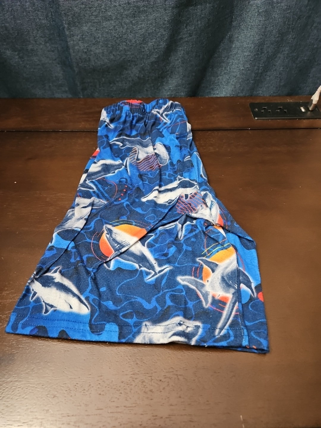 The Children's Place Boys Shark Sleep Shorts Size 7/8 Medium Blue Ocean Pajamas