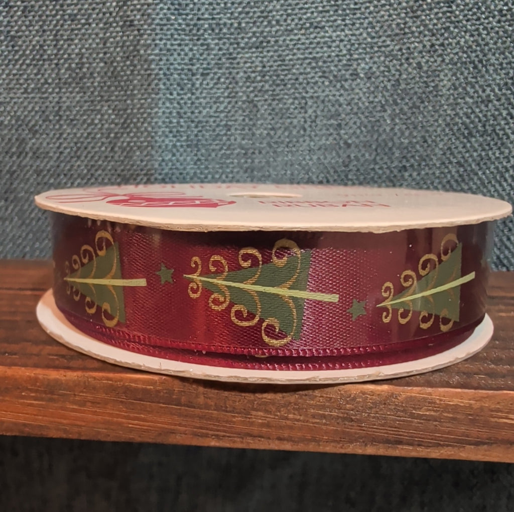 Michaels Holiday Cheer Ribbon Burgundy Christmas Tree 9ft NWT