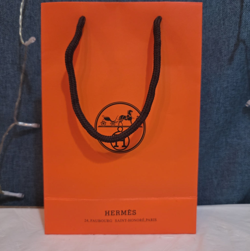 Hermes Small Orange Shopping Bag Authentic Paper Gift Tote Luxury Decor