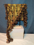 Laurena by LJL Metallic Lace Scarf Wrap Henna Rust Ruffled Boho NWT 63x23