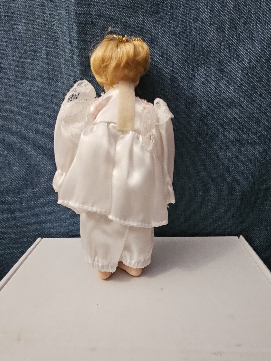 Vintage Porcelain Angel Doll | Blonde Guardian Angel with Halo