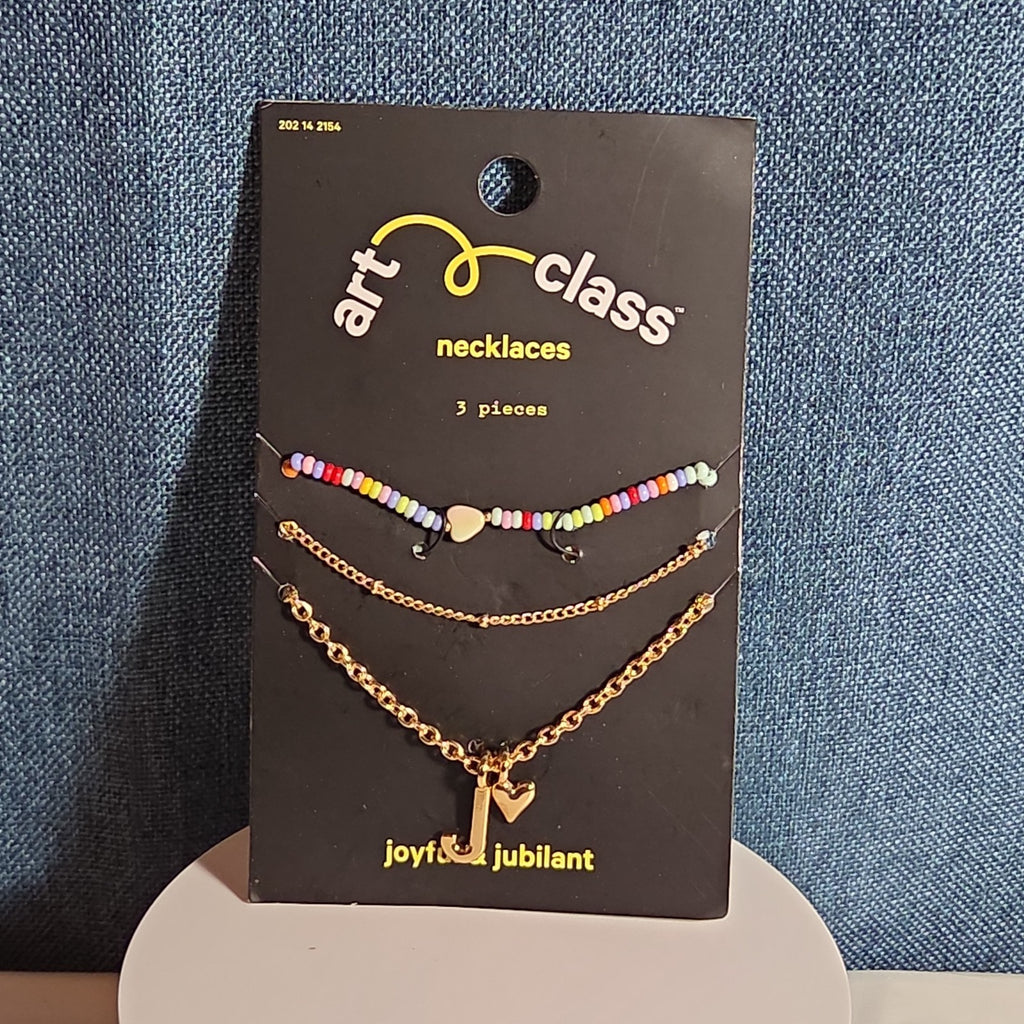 Target Art Class Initial J Necklace Set 3Pk Gold Tone Beaded