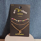 Target Art Class Initial J Necklace Set 3Pk Gold Tone Beaded