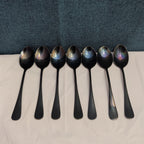 Set of 7 Black Stainless Steel Spoons 18/0 Modern Flatware Teaspoons Clean