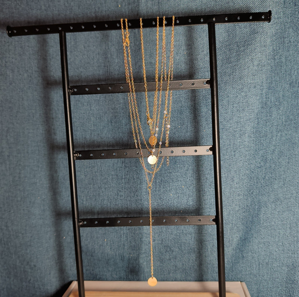 Layered Necklace Gold Tone Medallion Minimalist