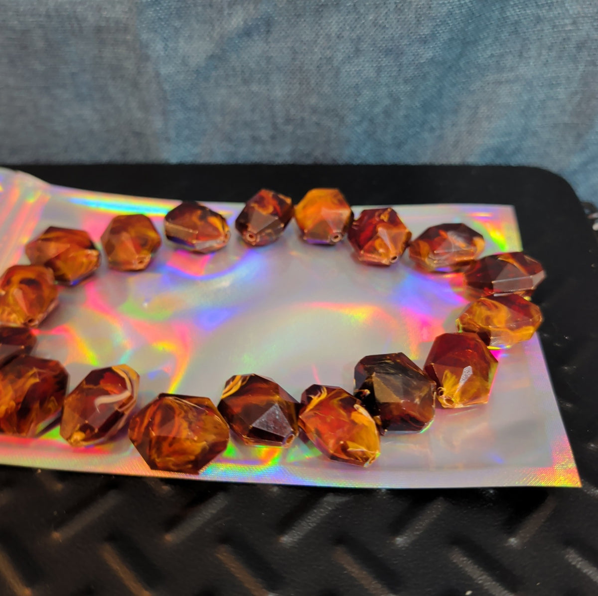 18 Baroque Pre-Drilled Faceted Tortoise Plastic Beads 3oz Craft Lot