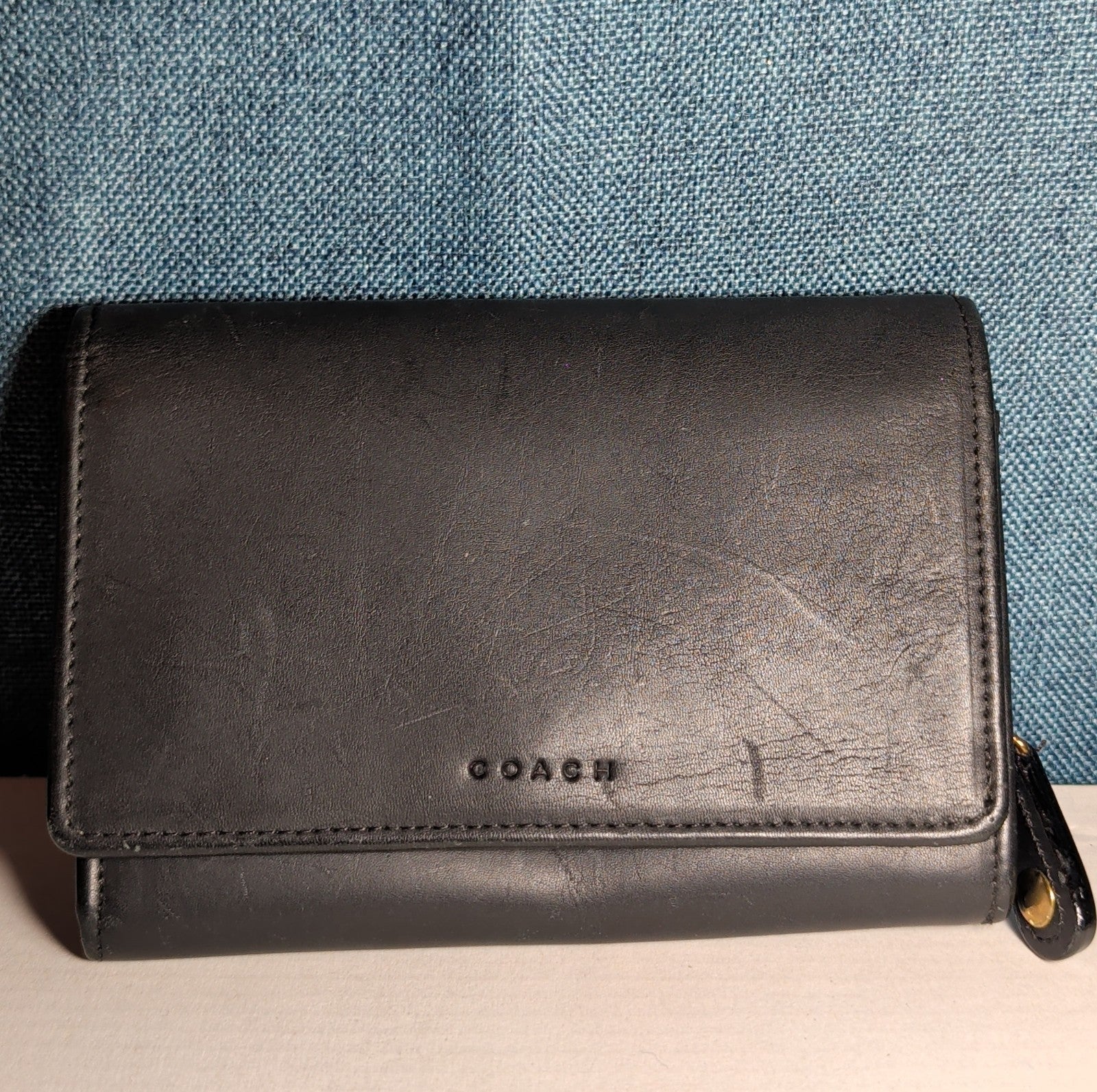 Coach Bedford Bifold Black Leather Wallet Y2K Vintage