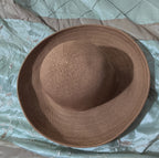 Scala Wide Brim Floppy Sun Hat Brown Acrylic Woven Packable Travel Retro