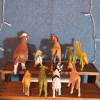 Farm Animals 9Pc Lot Plastic Horses Cows Vintage Style P