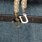 Faux Pearl Purse Charm Gold Silver Tone Letter U