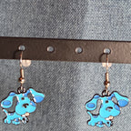 Blue Paw Print Dangle Earrings Cute Pet Lover Enamel Hook Drop Jewelry