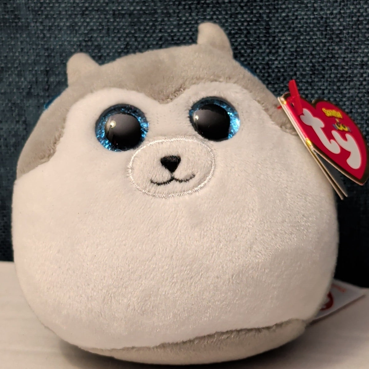 Ty Squish-a-Boos Slush Husky Dog Plush Blue Glitter Eyes Squishy Beanie with Tag
