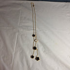 3PC Jewelry Set Black White Gold Tone Necklace Bracelet Earrings