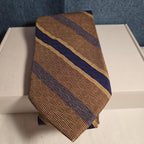J.Z. Richards Silk Tie Edwards Michigan Brown Blue Stripe Frayed As Is Vest Tie
