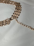 Gold Tone Wide Link Mesh Choker Necklace Y2K Retro Glam NWT