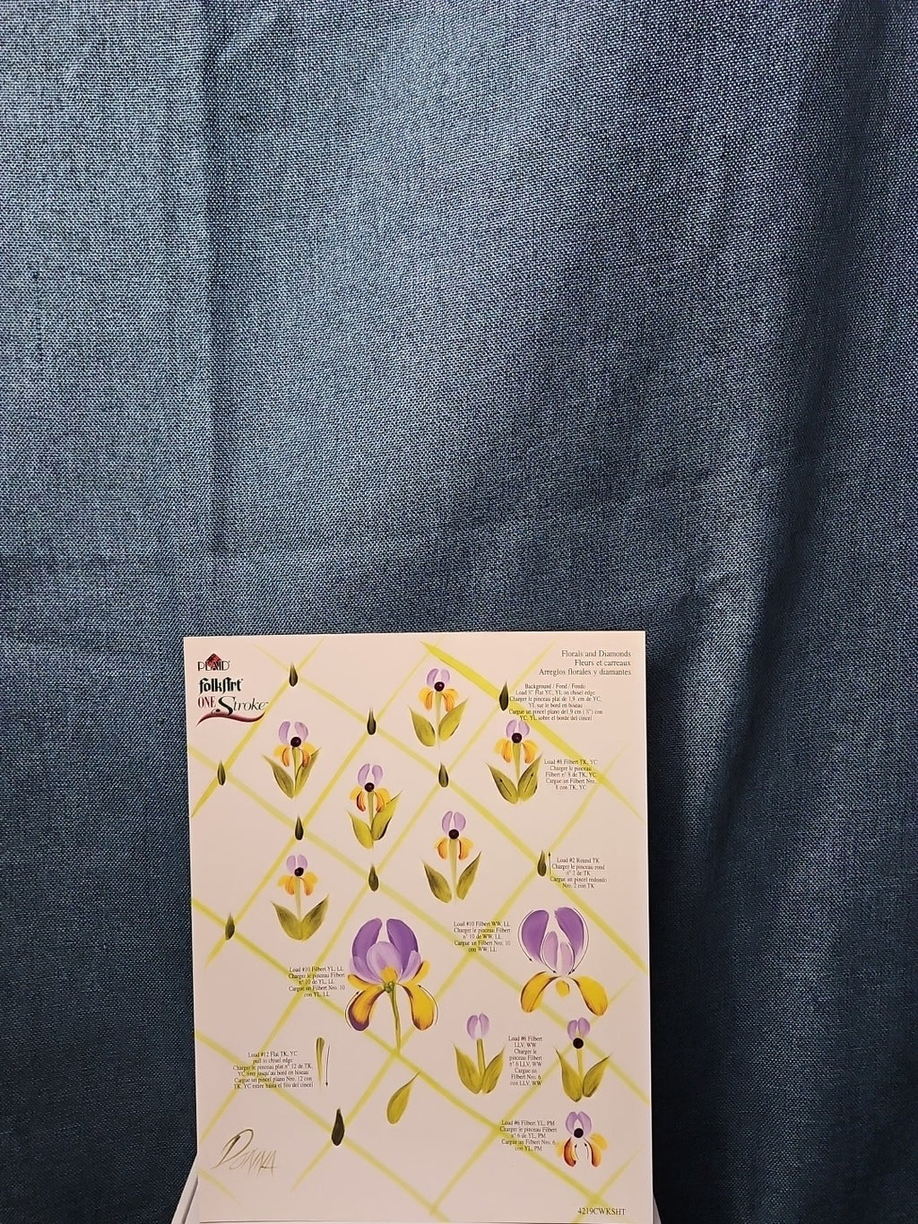 Set of 3 FolkArt One Stroke Painting Worksheet Packs | Flowers #4219 | Reusable