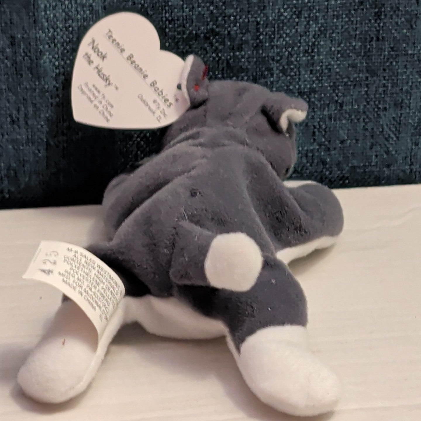 Ty Teenie Beanie Baby Nook the Husky 1999 McDonald's Plush Dog Grey White Tag