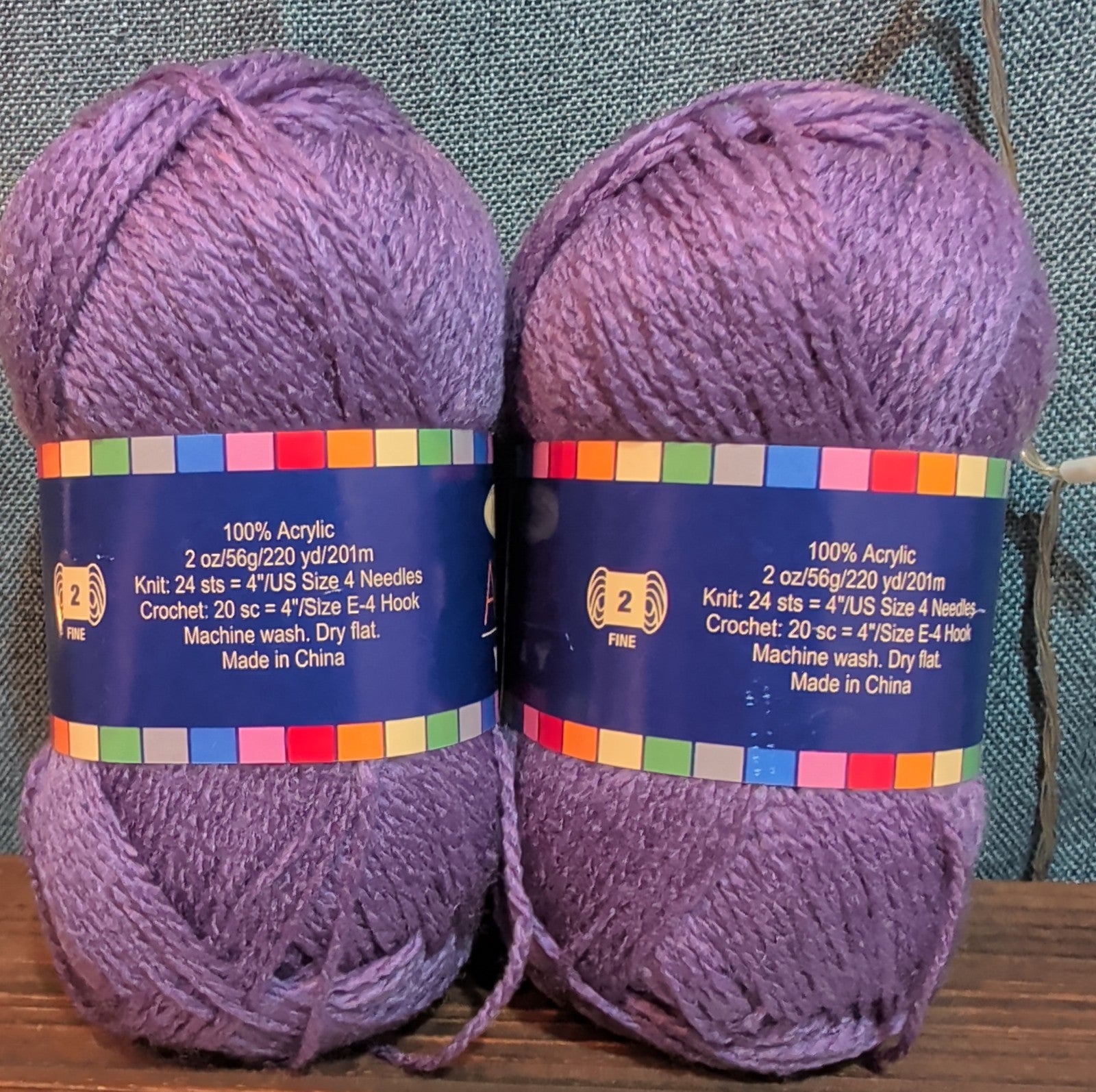 Herrschners Afghan Yarn 2 Ply Grape Purple Acrylic 2 Skein Lot