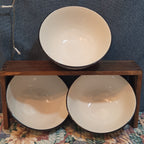 Royal Norfolk Set 3 Ceramic Bowls 6" Black White Dashed Swirl