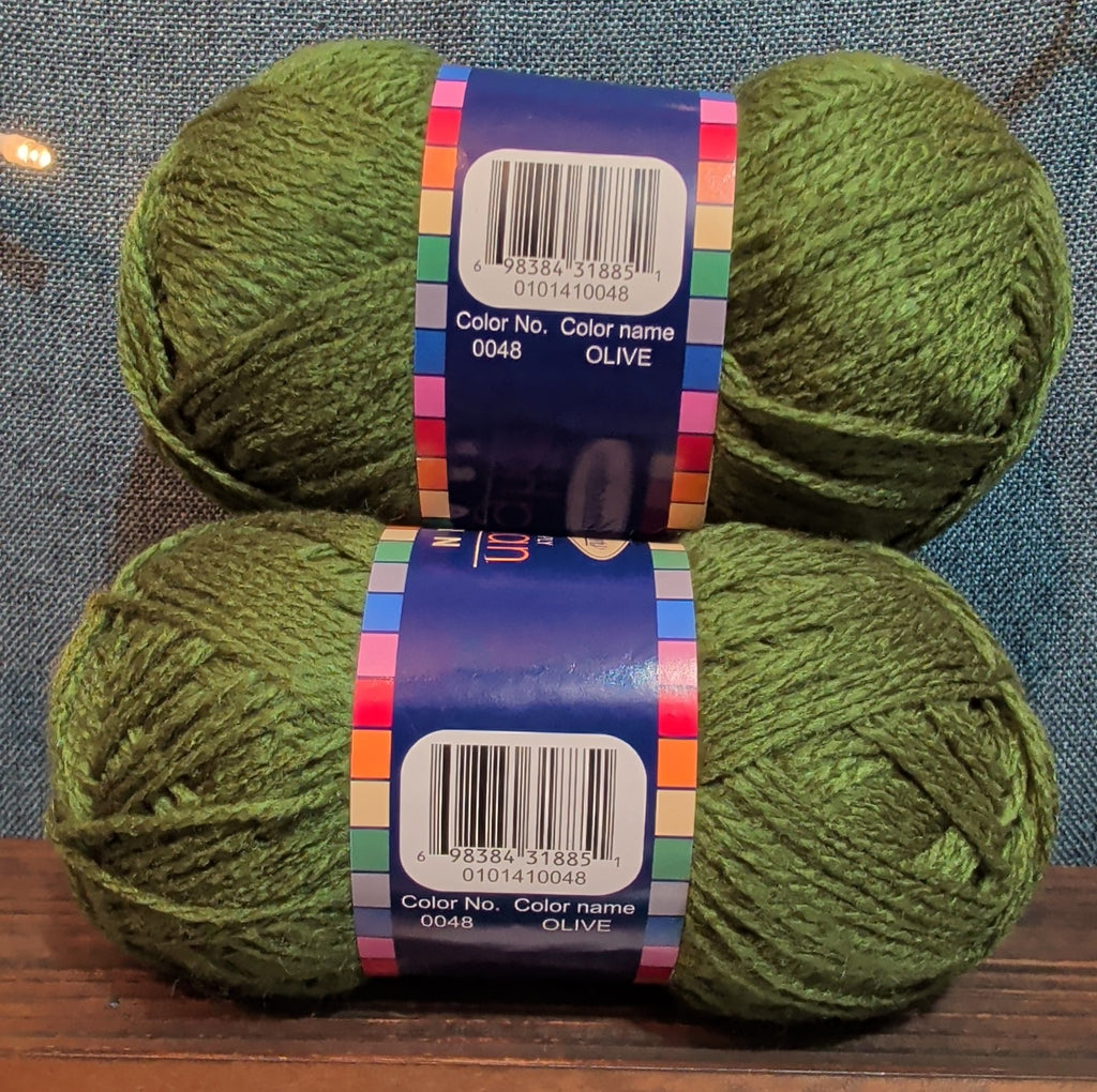 Herrschners Afghan Yarn 2 Ply Fern Green Acrylic 2 Skein Lot 0048