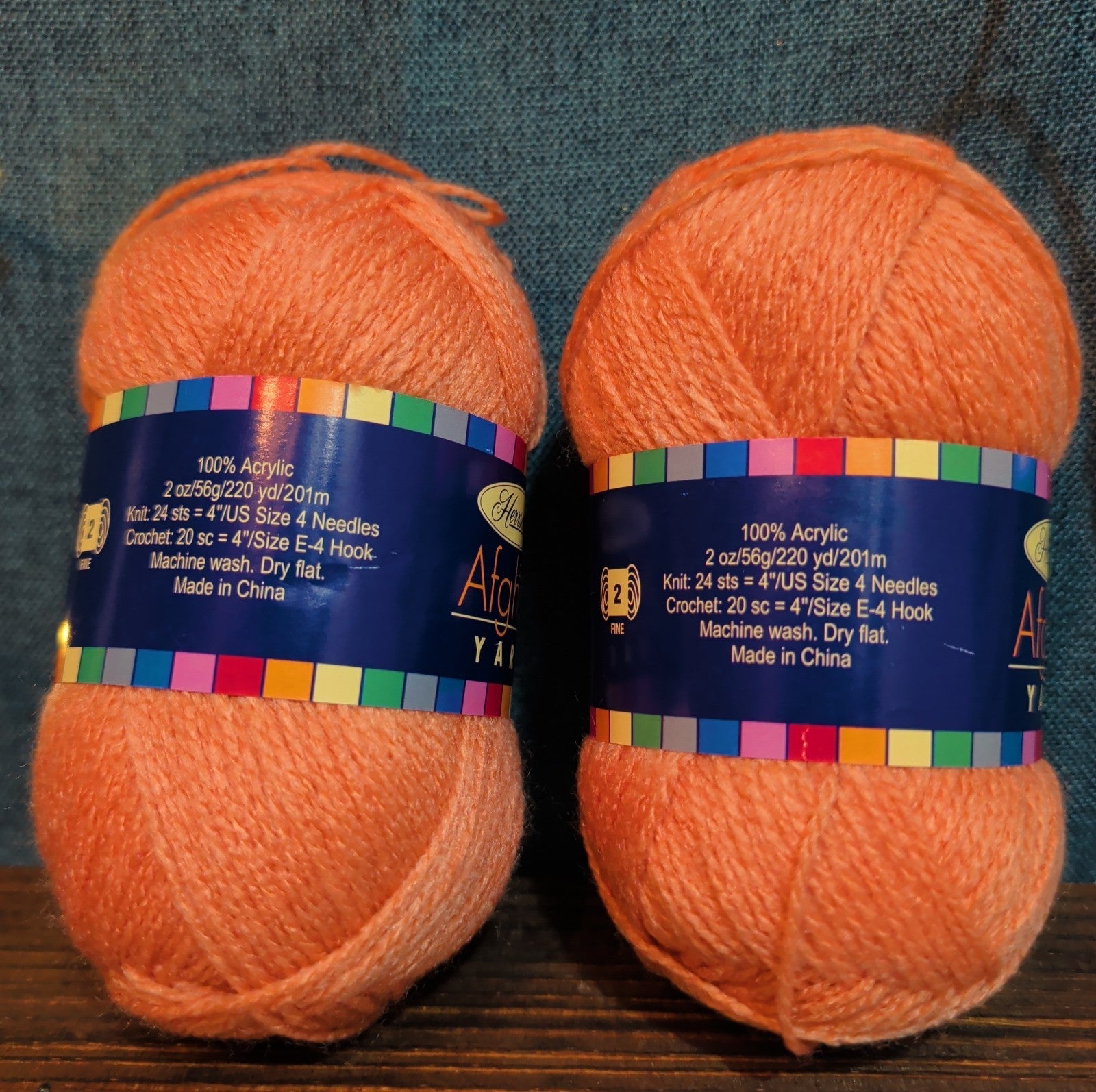 Herrschners Afghan Yarn 2 Ply Coral Rose Acrylic 2 Skein
