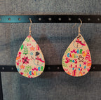 Faux Leather Teardrop Earrings Christmas Holiday Party Vibe NEW