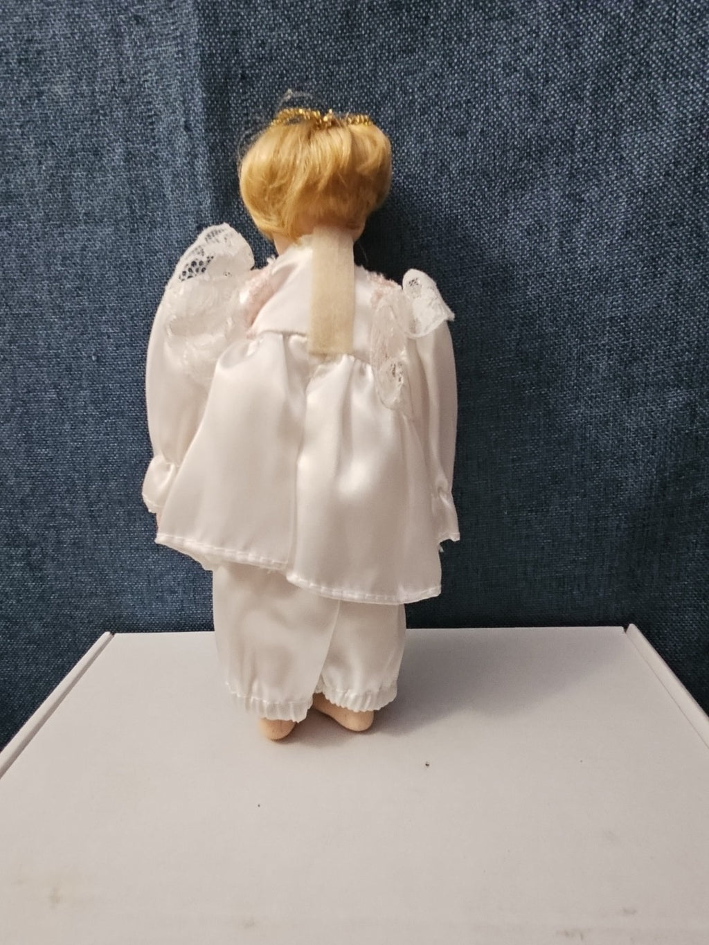 Vintage Porcelain Angel Doll | Blonde Guardian Angel with Halo