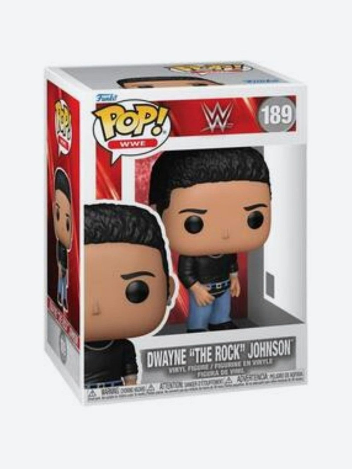 Funko Pop WWE 189 The Rock Dwayne Johnson Black Shirt Vinyl Figure w Protector