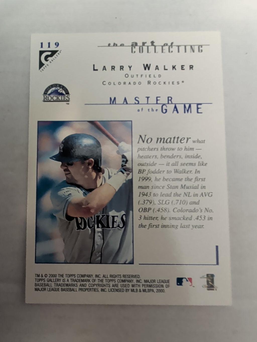 2000 Topps Gallery - Masters of the Game Larry Walker #119