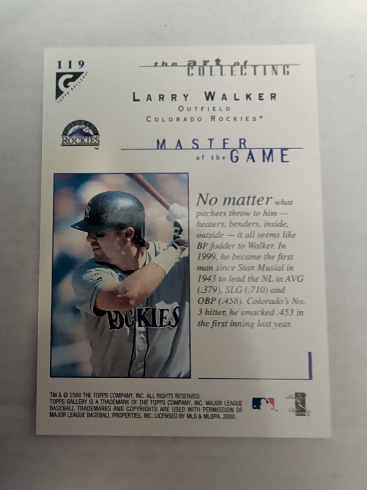 2000 Topps Gallery - Masters of the Game Larry Walker #119