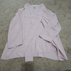 Anne Klein Blouse L Pink Tie Neck V-Neck Long Sleeve Career Top