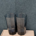 Set of 4 Libbey FACETS Cobalt Blue Glasses | 8-Panel Octagon Highball Tumblers