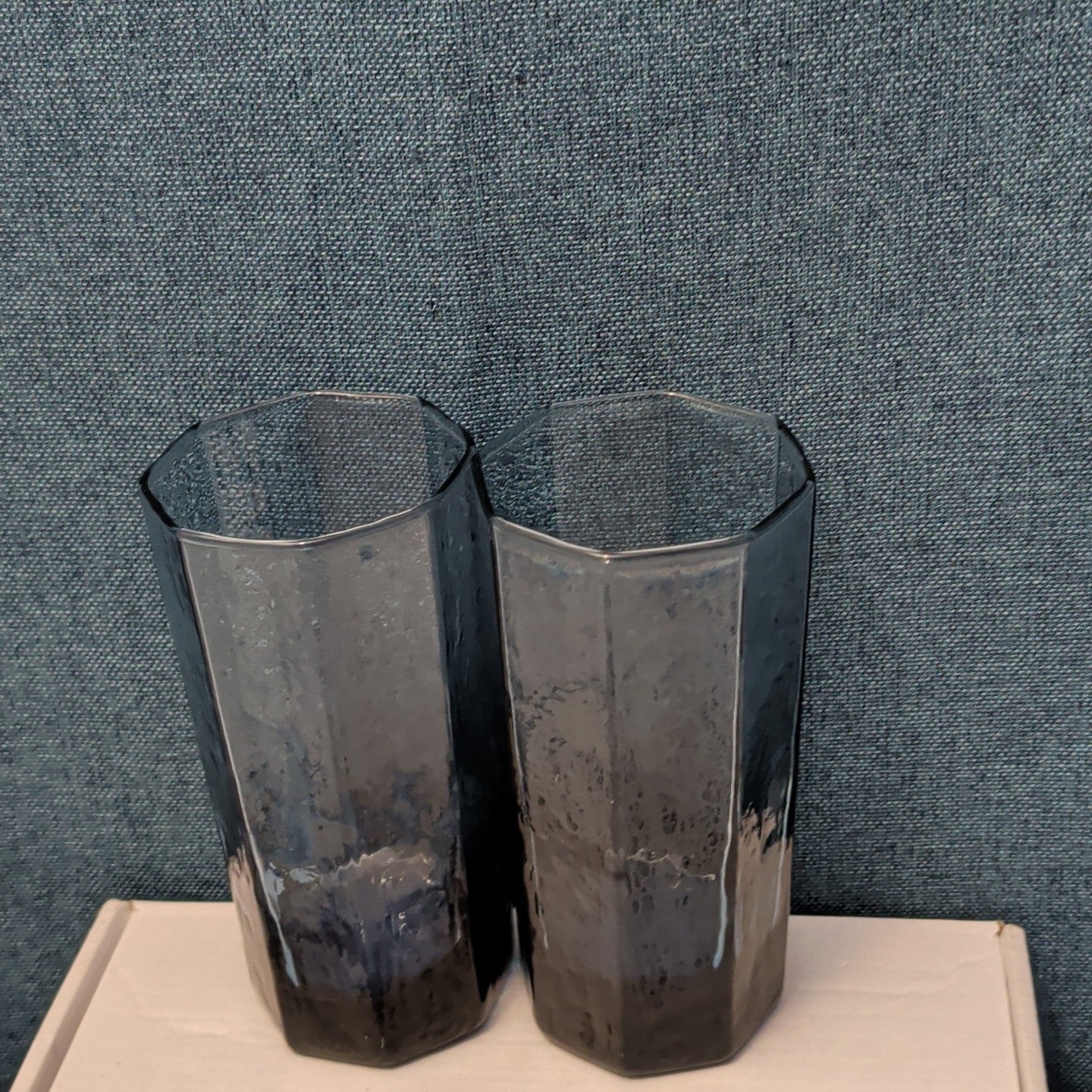 Set of 4 Libbey FACETS Cobalt Blue Glasses | 8-Panel Octagon Highball Tumblers