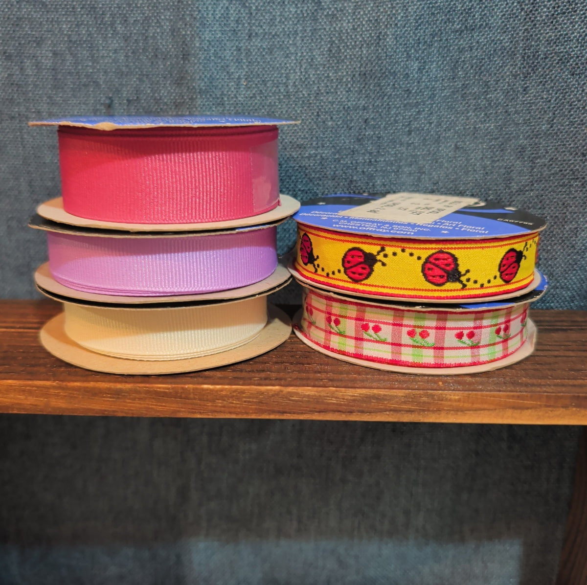 Offray Ribbon Lot 5 Ladybug Cherry Solid Spring Craft Destash
