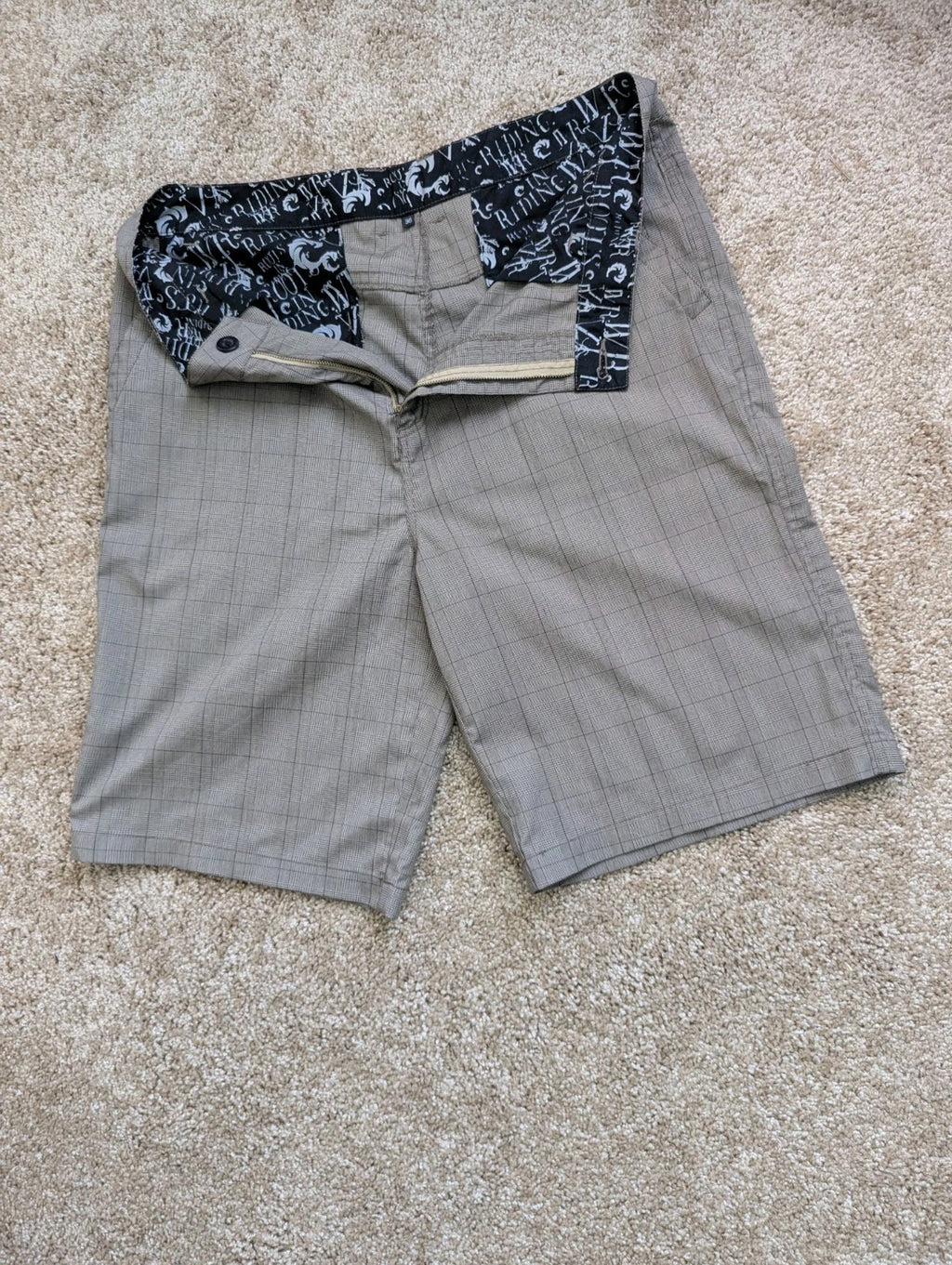 O'Neill Hybrid Boardshorts Men's Size 34 Gray Plaid Swim Trunks Walker Shorts